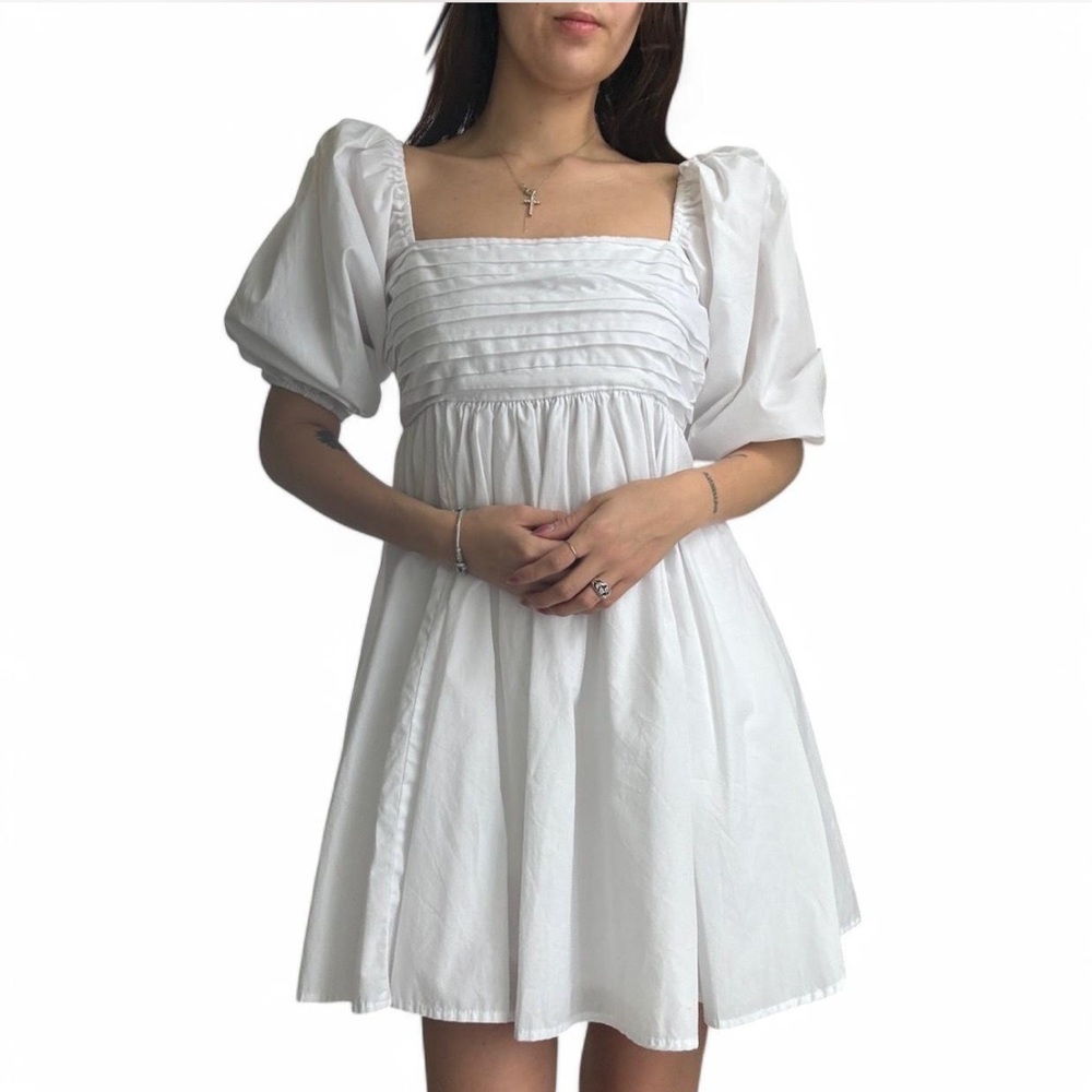 Poplin Puff Sleeve Mini Dress